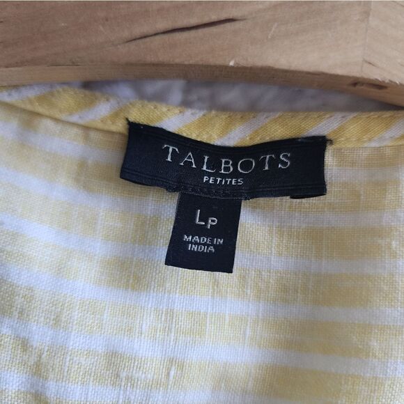 Talbots 100% linen Beach breeze stripe 2/4 sleeve blouse - Picture 12 of 13